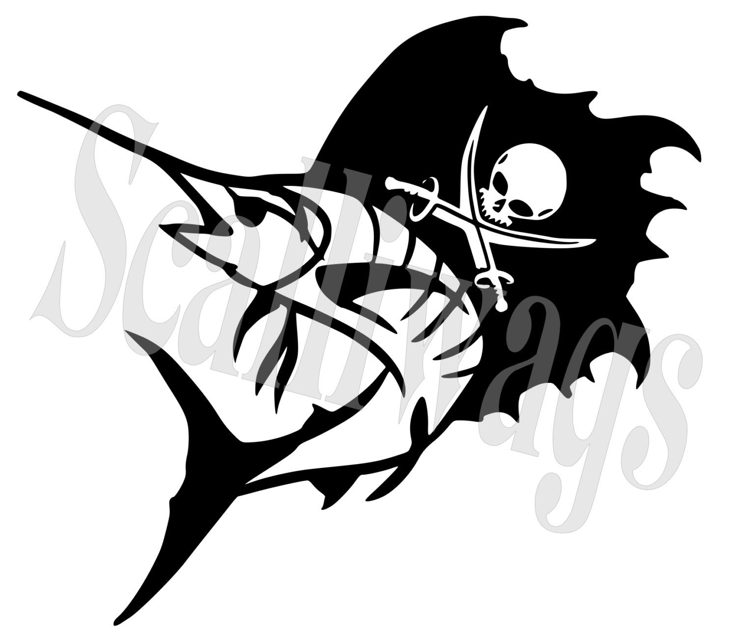 Florida Fishing Marlin Swordfish Vinyl Car Decal Sticker Graphic